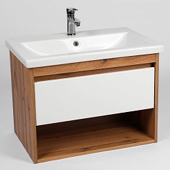 Viant Мебель для ванной Бостон 80 1 ящик подвесная белая/дуб вотан – фотография-3